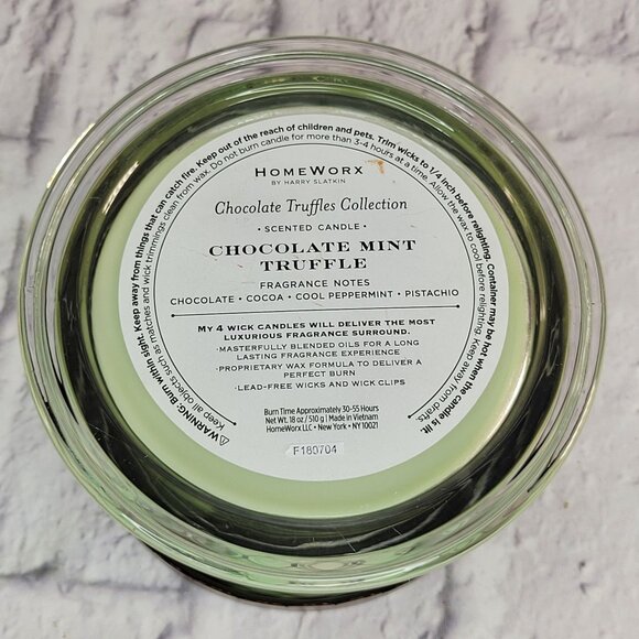 HomeWorx By Harry Slatkin Chocolate Mint Truffle Cake Scented Candle 18oz Rare - Picture 4 of 4